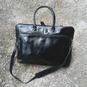 Italian Leather Computer Bag/Briefcase (Black) B-8